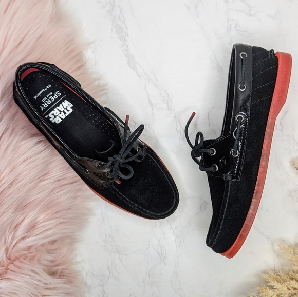 Sperry Star Wars Darth Vader Black and Red Sith Lord Suede Boat Shoes Sz 6.5 - Picture 3 of 15